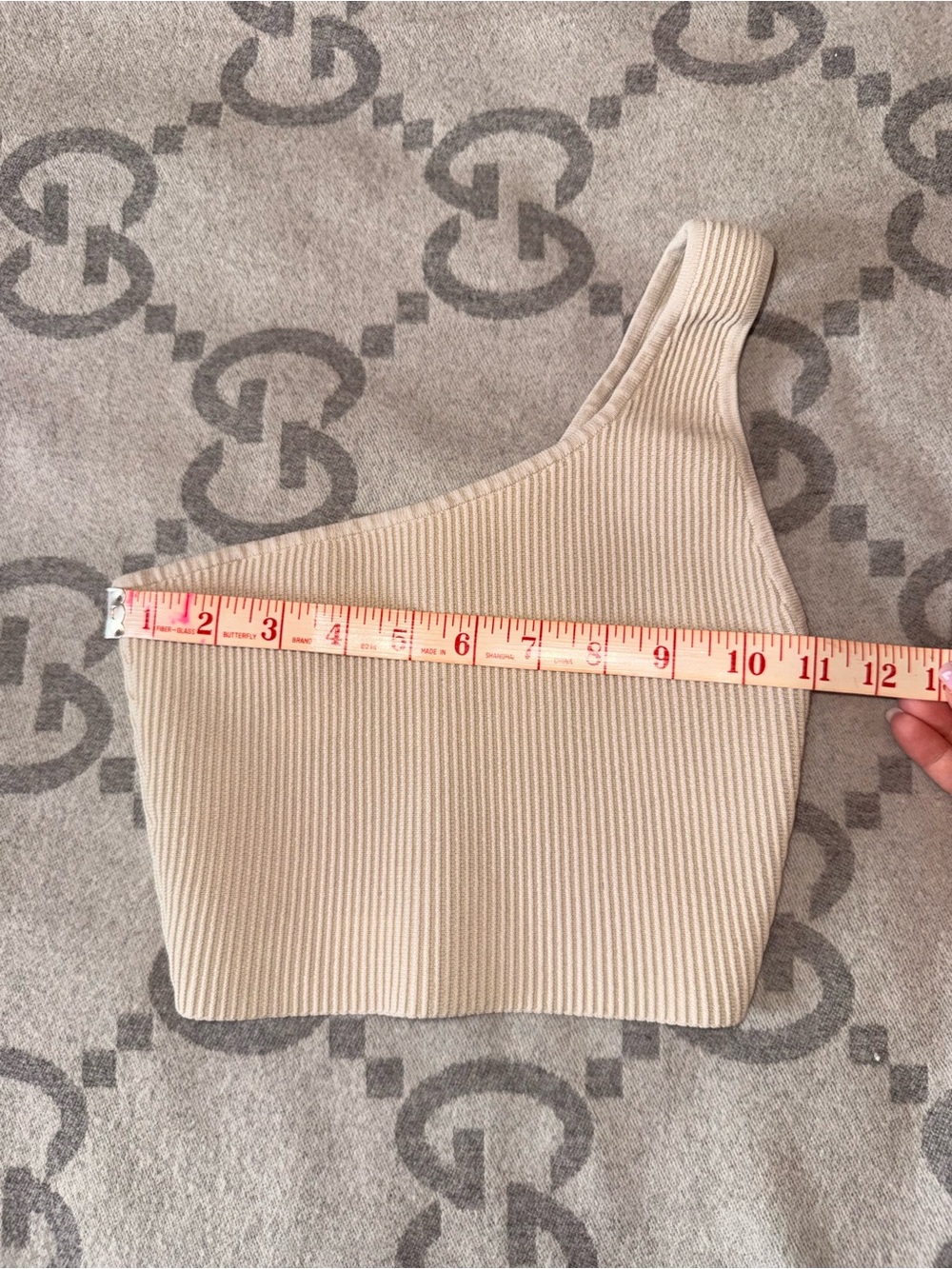 Babaton Cream Sculpt Knit Ribbed Knit Top, One Shoulder - Picture 3 of 8